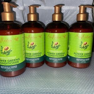 Shea Moisture Power Greens Conditioner Bottles - Green & Brown with Gold Pumps
